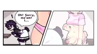 Sexy femboy maid FUCKED HARD by a futa bunny!🐼🍆🐰 (@berryguild @harulunavo)