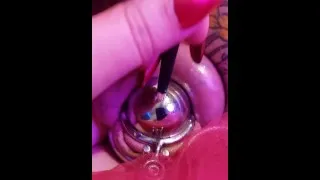Chastity Femboy Pussy! Big Cock made into Tiny Pussy and Penetrated with Sounding Rod.