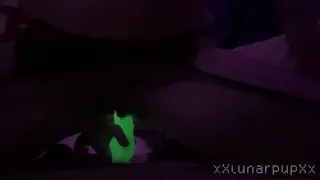 FTM femboy fucks himself with a glowing knot