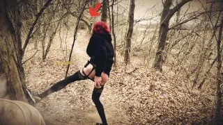 Femboy is walking by a public lake