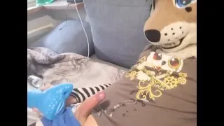 Femboy lynx moan and cum when use some pussy toy