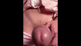 Cute Femboy in Pink Schoolgirl Uniform Playing with His Big Cock