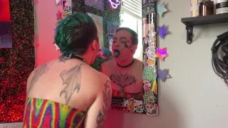 FTM Sucks His Trans Pride Dildo