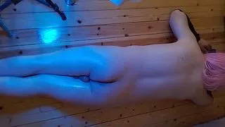 Femboy Enjoys Self-Oil Massage on His Big Butt