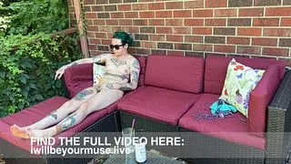 Naked Trans Boy Suntans In Backyard