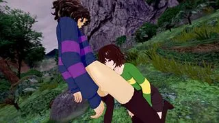 Femboys Frisk and Chara Undertale porn