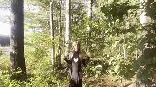 Hot Femboy nuts in woods