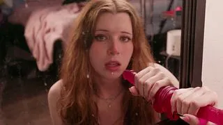 beautiful trans babe sucks dildo rough while making eye contact and gagging