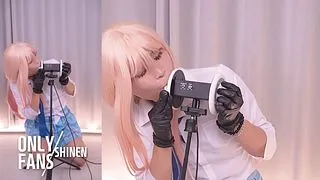【ASMR】 My Dress Up Darling Cosplay💙🌸Tapping, Rubbing, Ear Cleaning, Asian Hentai Shemale femboy trans